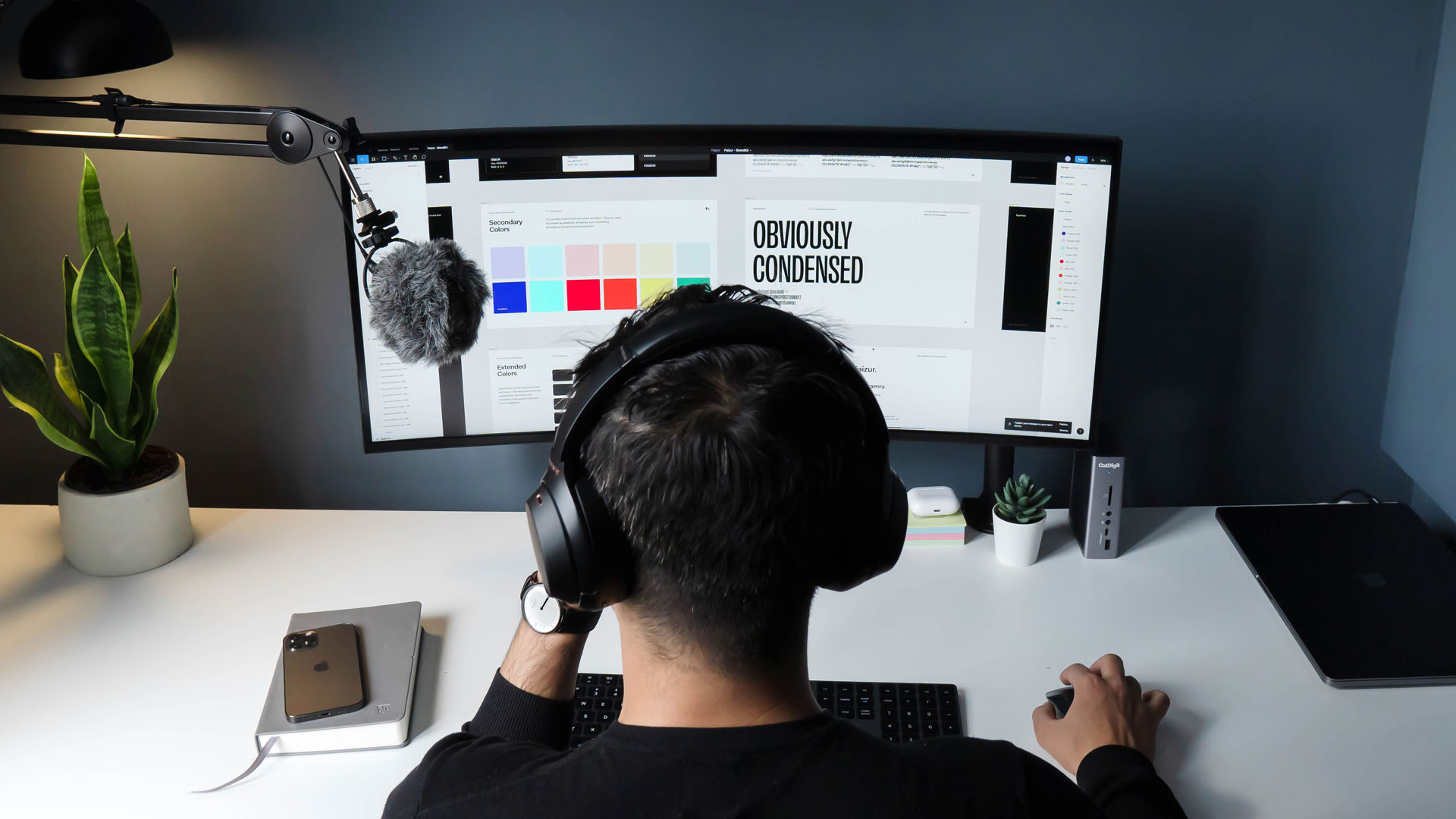 Designer using a computer to make graphics