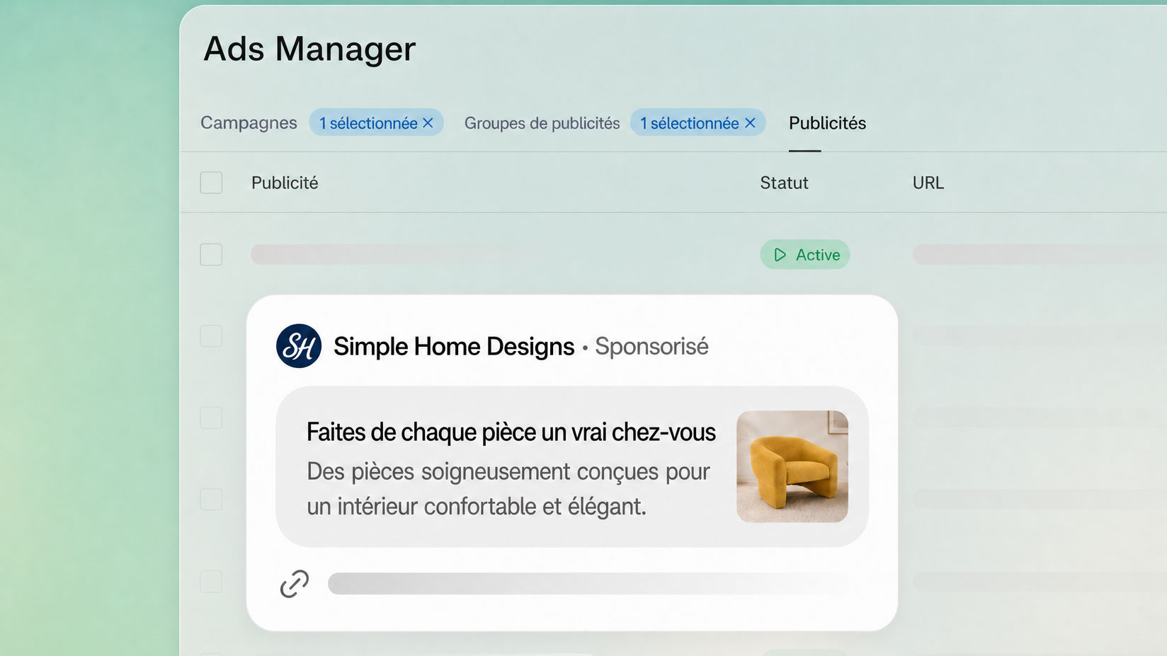 chatgpt-ads Exemple de campagne ChatGPT Ads pour une enseigne de mobilier
